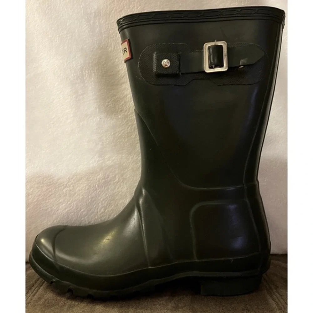 Hunter Men's Original Short Waterproof Rain Boots | Dark‎ Green | Size US 5